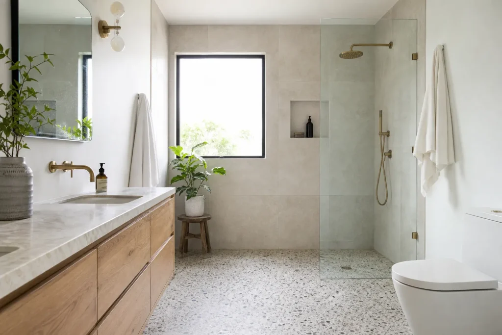 Salle de bains contemporaine ru00e9novu00e9e