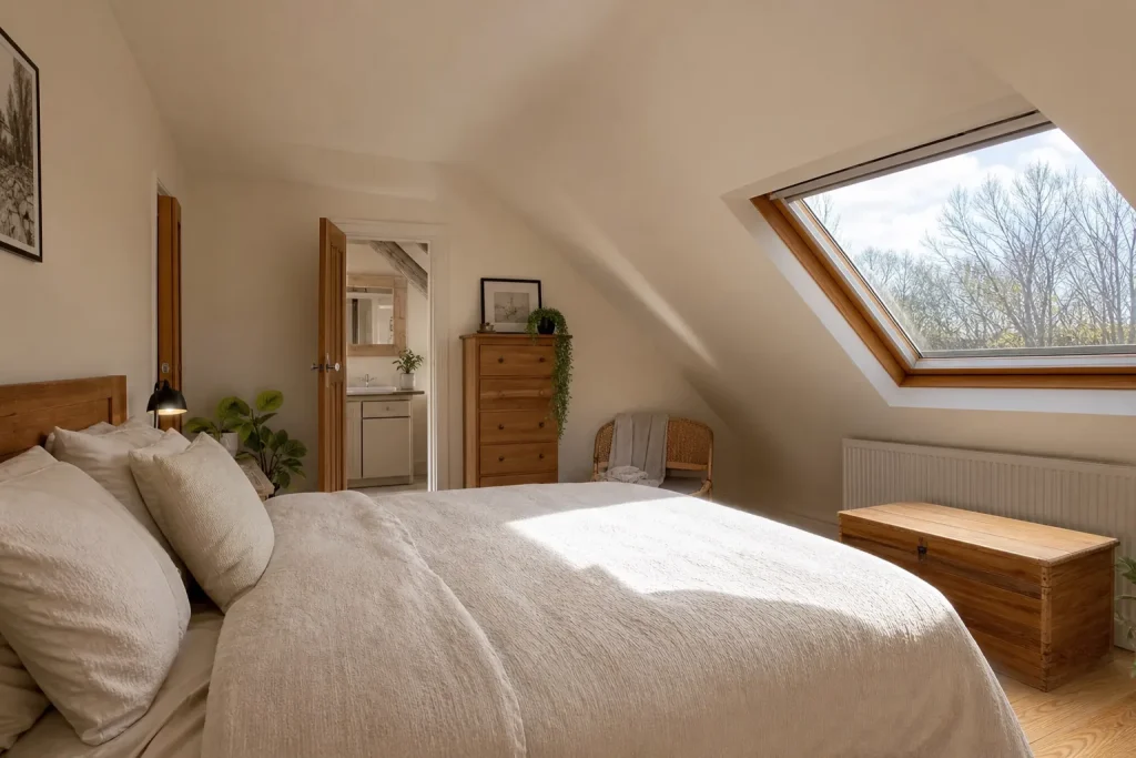Chambre sous les combles avec fenu00eatre de toit